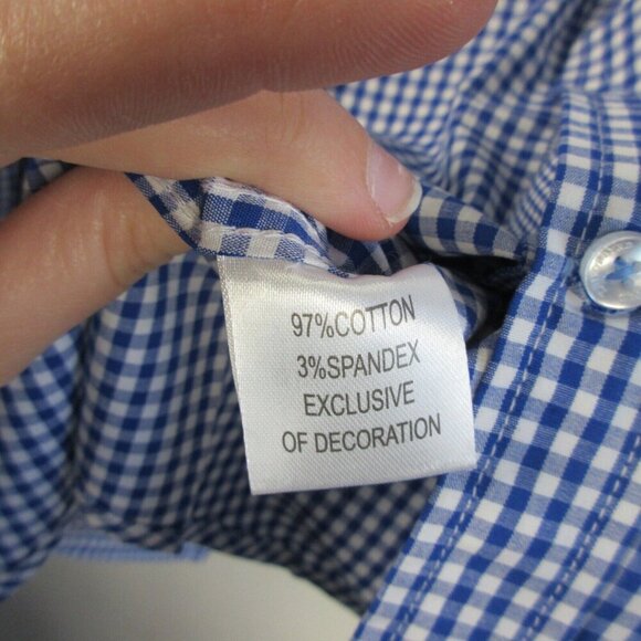 Tailorbyrd Men's Gingham Cotton Stretch Long Sleeve Shirt L Navy Sporty 256 - Picture 4 of 11